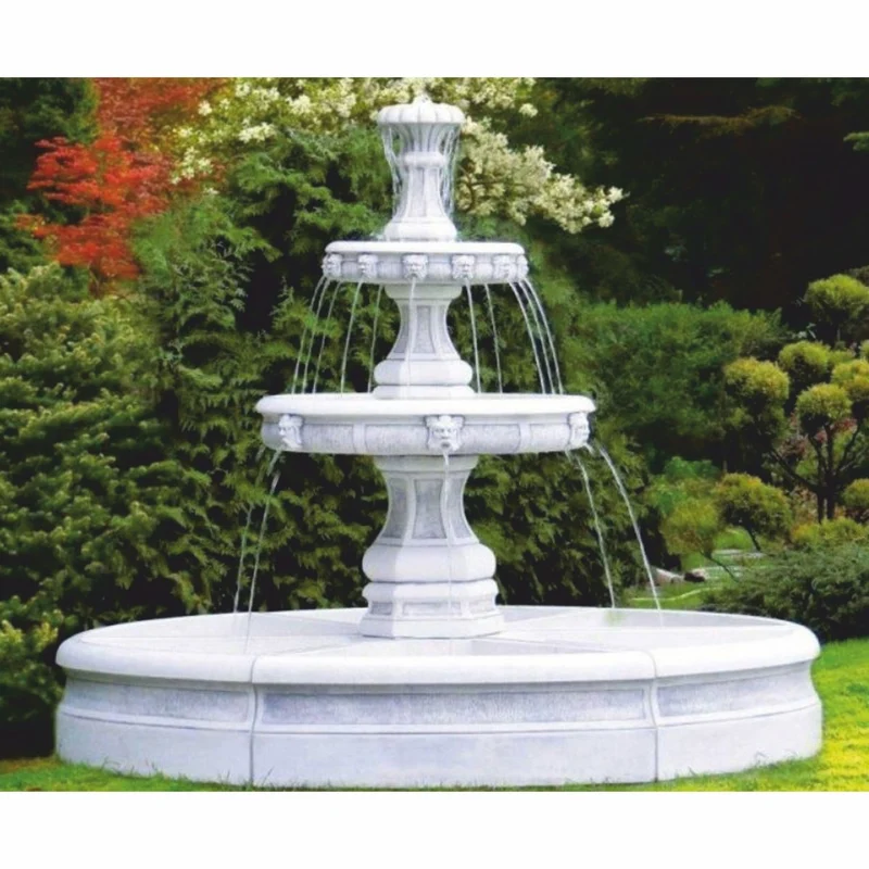 Casa Padrino Barock Springbrunnen Grau Ø 245 x H. 210 cm - Barock Garten Deko
