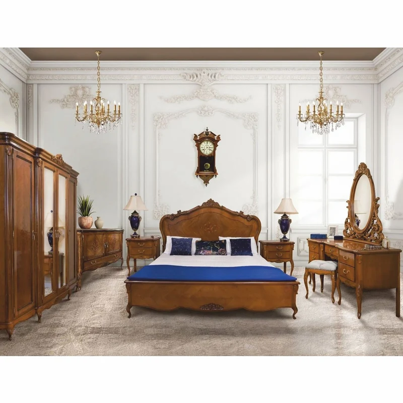Casa Padrino Luxus Barock Doppelbett Braun - Handgefertigte Barockstil Schlafzimmer Möbel