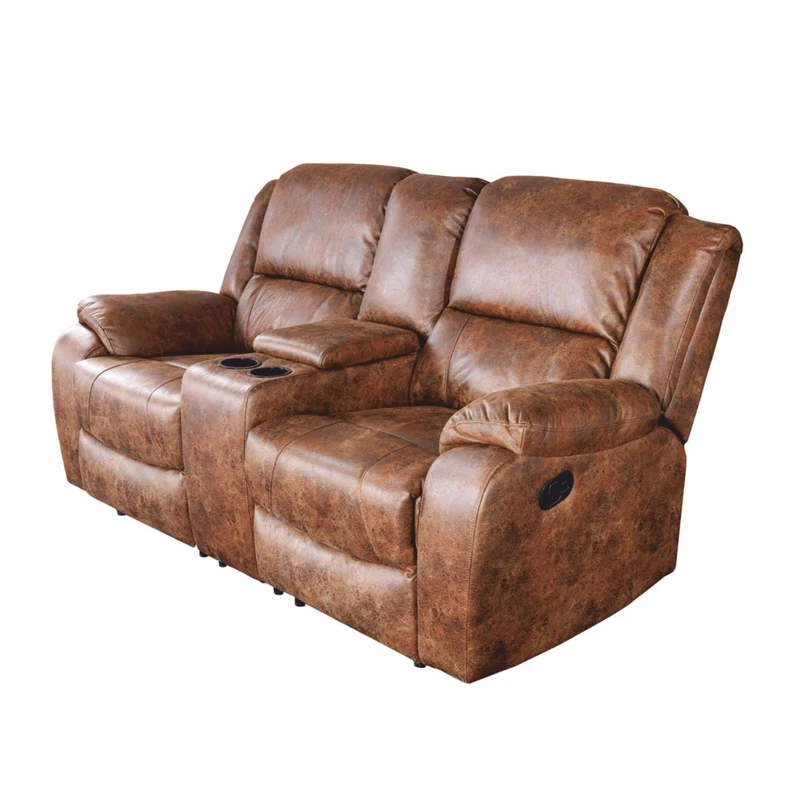 Casa Padrino Kunstleder 2er Kinosessel Antik Braun 188 cm - Wohnzimmer Möbel