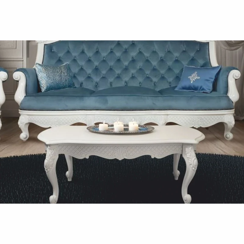 Casa Padrino Luxus Barock Couchtisch Weiß 120 cm - Prunkvolle Barock Möbel