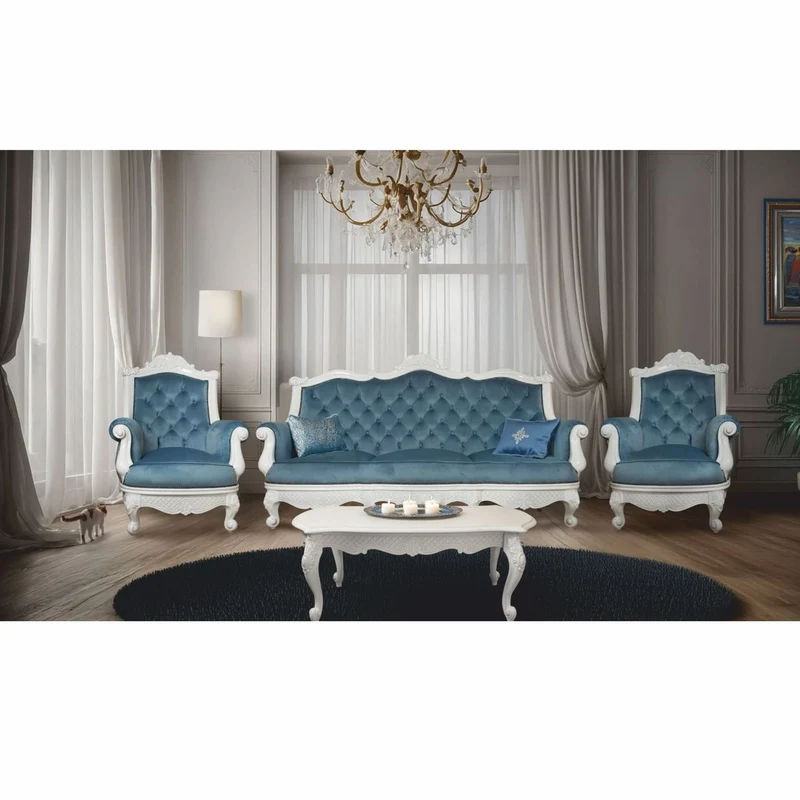 Casa Padrino Luxus Barock Couchtisch Weiß 120 cm - Prunkvolle Barock Möbel