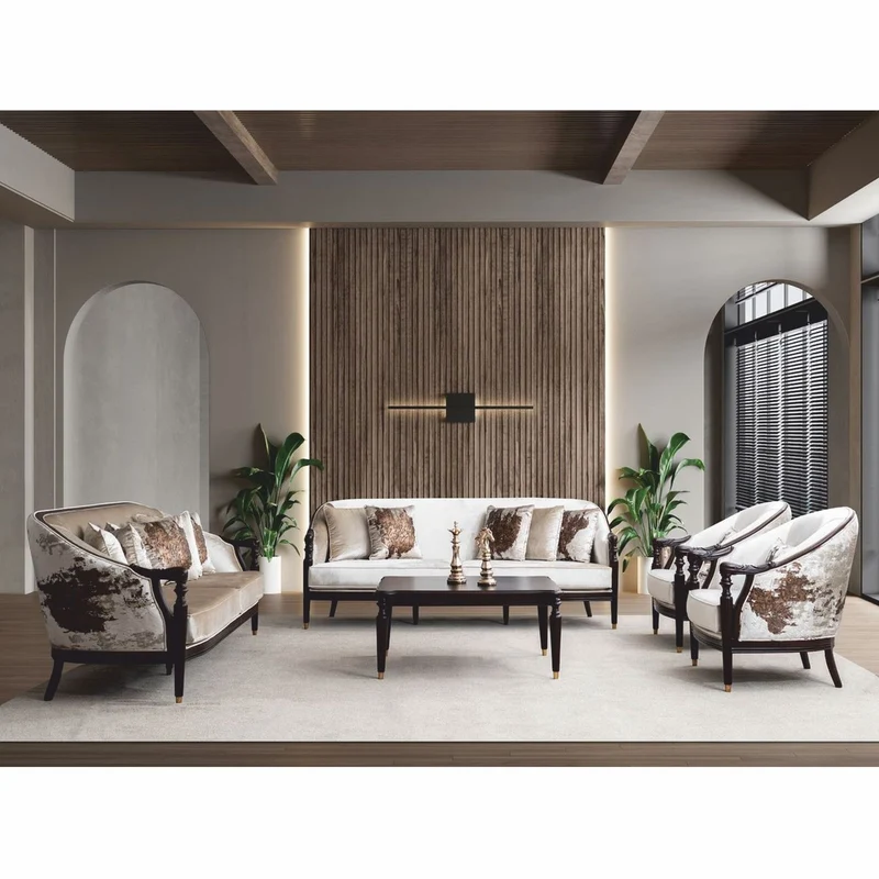 Casa Padrino Luxus Barock Sessel Creme / Dunkelbraun / Gold 85 cm - Barockstil Möbel