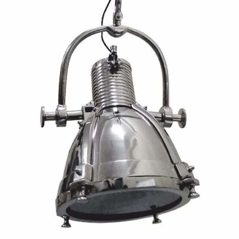 Casa Padrino Industrie Stil Metall Hängeleuchte / Studioleuchte Silber 57 x 34 x H. 40 cm