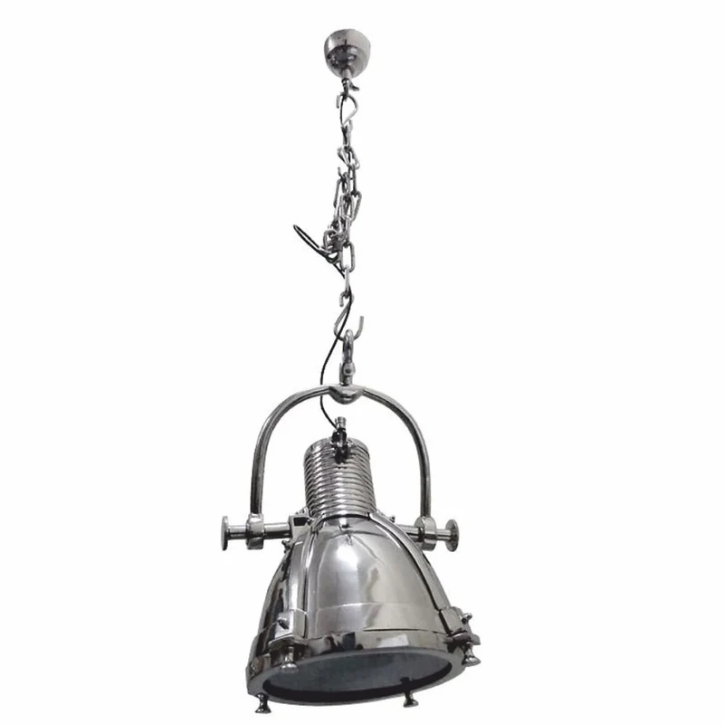Casa Padrino Industrie Stil Metall Hängeleuchte / Studioleuchte Silber 57 x 34 x H. 40 cm