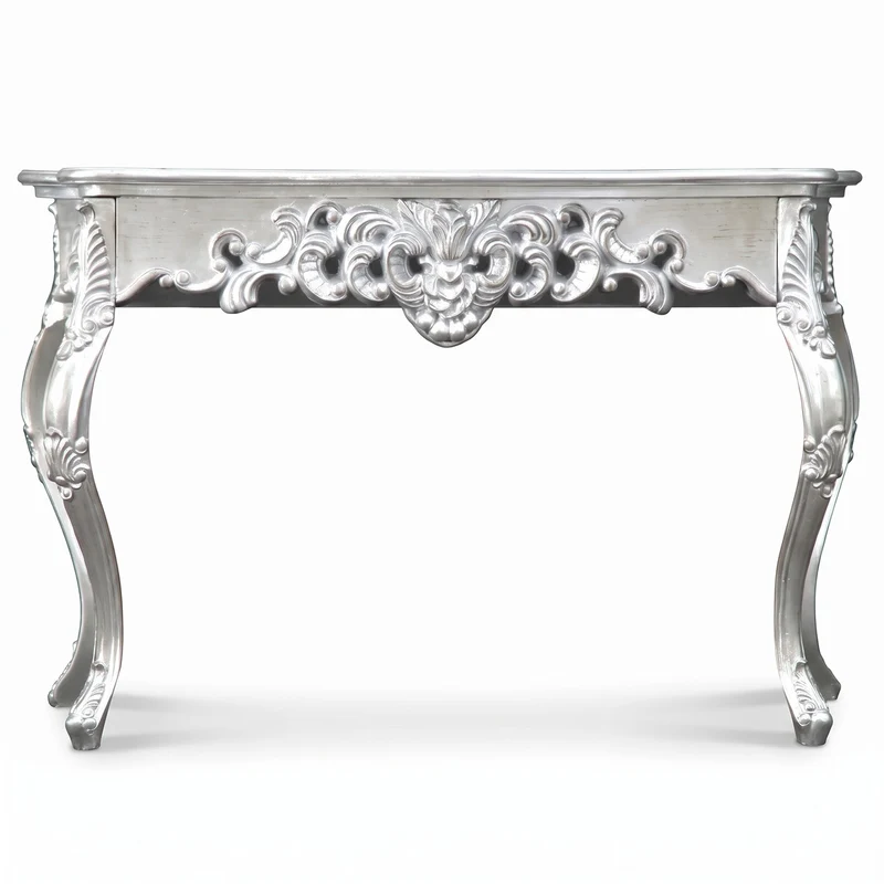 Casa Padrino Barock Konsole Silber 85 cm - Barockstil Konsolentisch - Barock Möbel