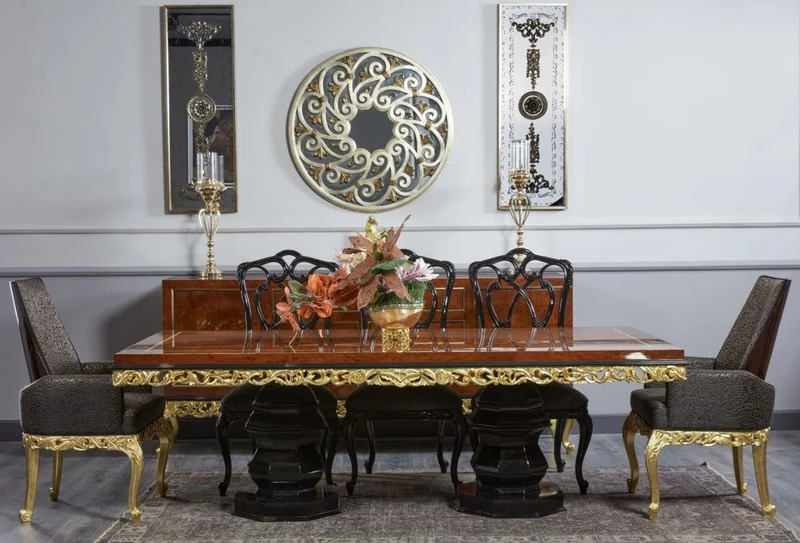 Casa Padrino Luxus Barock Esszimmer Stuhl Grau / Schwarz H. 116 cm - Barock Esszimmer Möbel