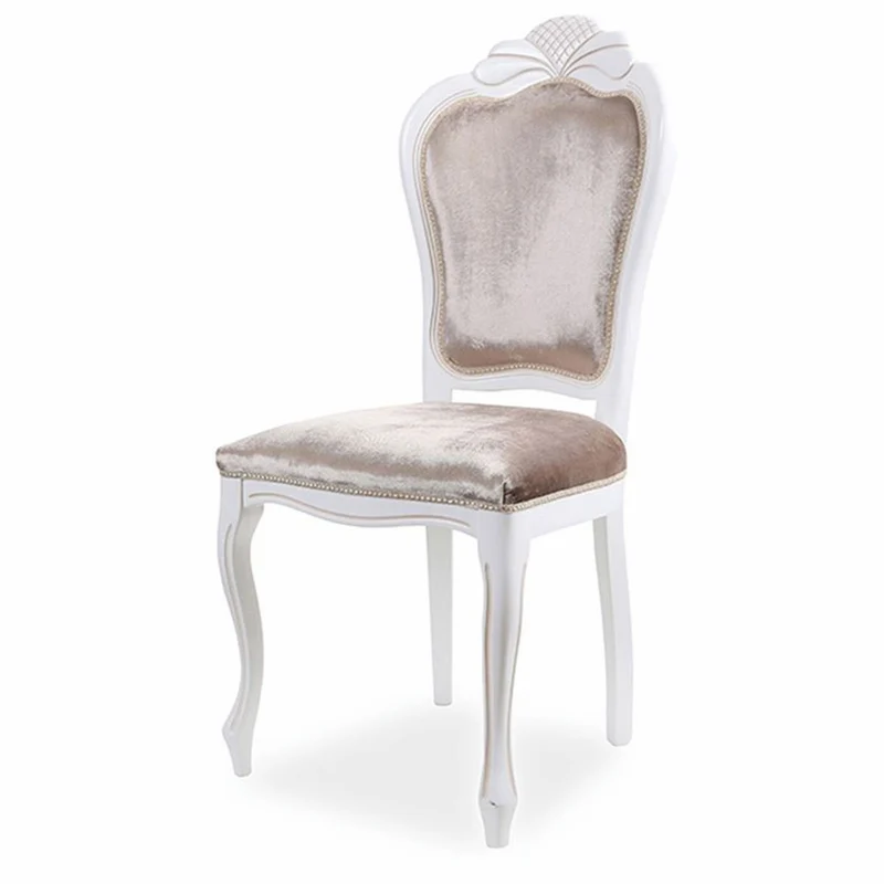 Casa Padrino Luxus Barock Samt Esszimmer Stuhl 6er Set Grau / Weiß - Barock Möbel