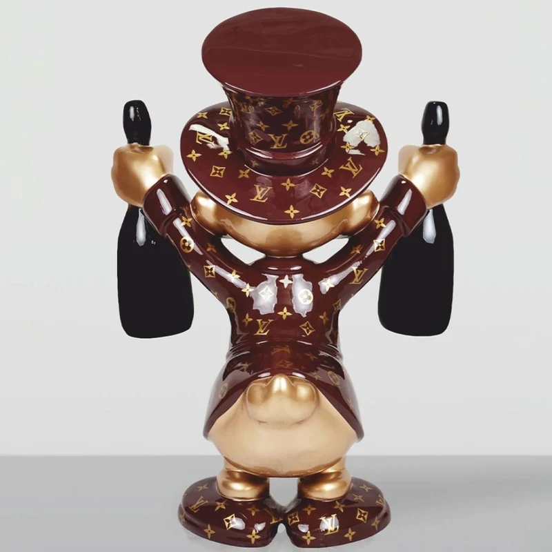 Casa Padrino XXL Deko Skulptur Ente Braun / Gold / Schwarz H. 120 cm - Große Deko Figur