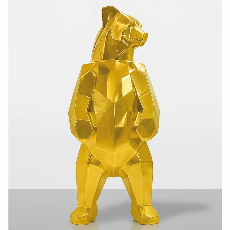 Casa Padrino XXL Deko Skulptur Bär Gold H. 190 cm - Abstrakte Deko Figur