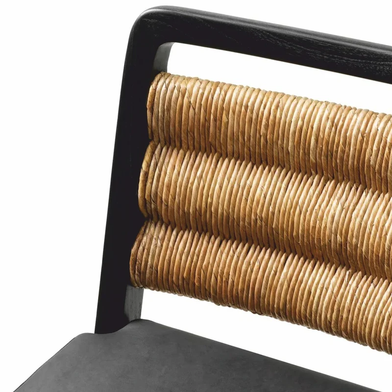 Casa Padrino Luxus Leder Esszimmer Stuhl Schwarz / Naturfarben H. 85 cm - Esszimmer Möbel