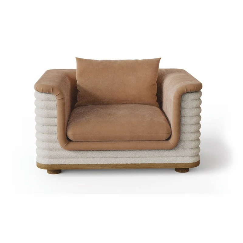 Casa Padrino Luxus Wohnzimmer & Hotel Sessel Braun / Weiß 115 cm - Premium Qualität