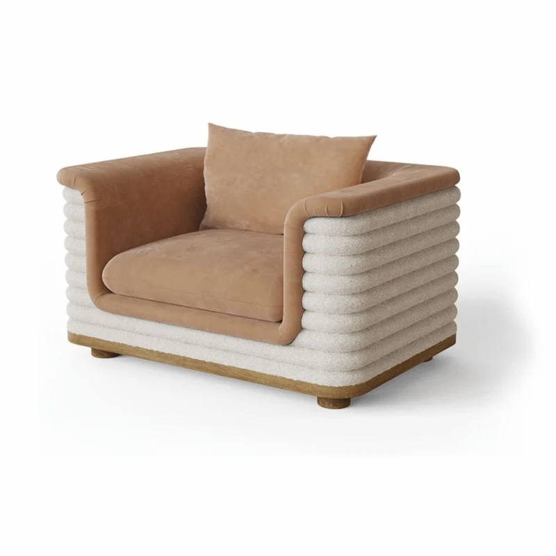 Casa Padrino Luxus Wohnzimmer & Hotel Sessel Braun / Weiß 115 cm - Premium Qualität
