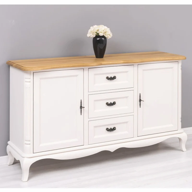 Casa Padrino Landhausstil Sideboard Weiß / Naturfarben 158 cm - Landhausstil Möbel