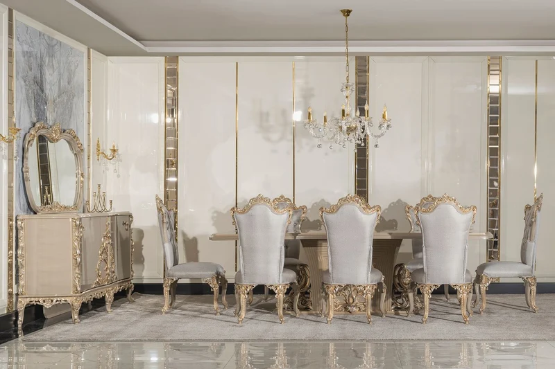Casa Padrino Luxus Barock Sideboard mit Spiegel Grau / Gold - Luxus Möbel Möbel im Barockstil - Barock Möbel - Barock Einrichtung - Edel & Prunkvoll