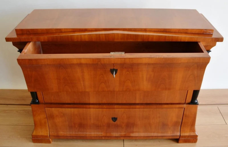 Casa Padrino Luxus Biedermeier Massivholz Kommode mit 3 Schubladen Braun / Schwarz 100 x 60 x H. 80 cm - Schlafzimmer Kommode - Massivholz Möbel - Schlafzimmer Möbel - Biedermeier Möbel