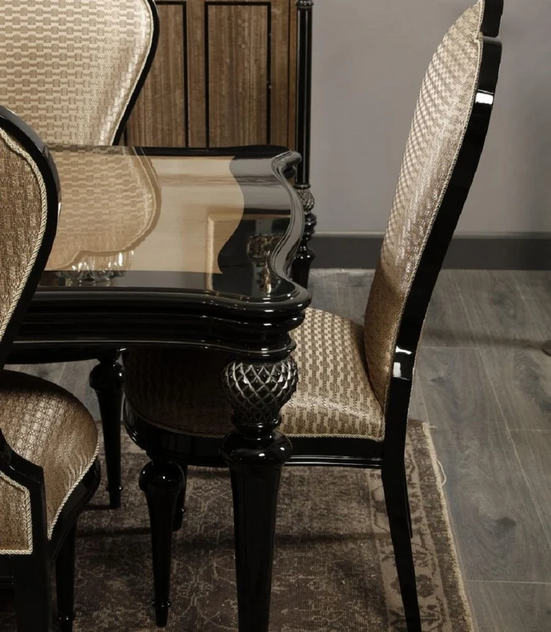 Casa Padrino Luxus Barock Esszimmer Stuhl Gold / Schwarz H. 120 cm - Barock Esszimmer Möbel