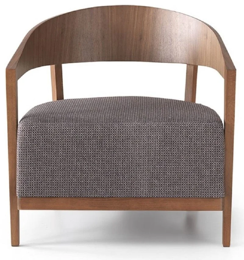 Casa Padrino Luxus Sessel Braun / Grau 70 x 63 x H. 70 cm - Wohnzimmer Sessel mit gebogener Rückenlehne - Hotel Sessel - Wohnzimmer Möbel - Luxus Möbel - Luxus Wohnzimmer Einrichtung
