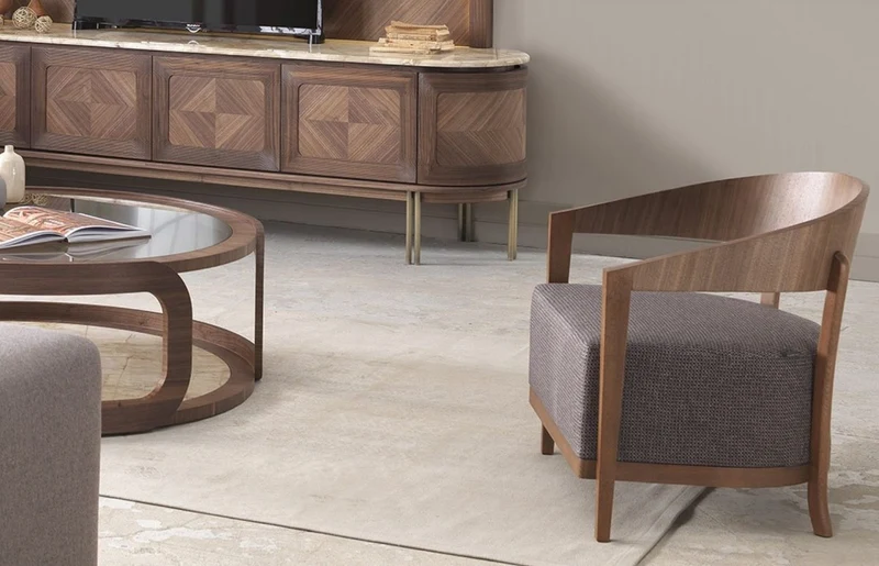 Casa Padrino Luxus Sessel Braun / Grau 70 x 63 x H. 70 cm - Wohnzimmer Sessel mit gebogener Rückenlehne - Hotel Sessel - Wohnzimmer Möbel - Luxus Möbel - Luxus Wohnzimmer Einrichtung