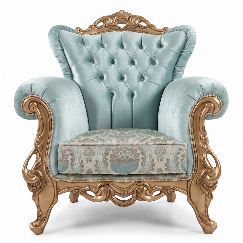 Casa Padrino Luxus Barock Sessel Türkis Muster / Gold - Prunkvoller Wohnzimmer Sessel mit Glitzersteinen - Luxus Wohnzimmer Möbel im Barockstil - Barock Möbel - Edel & Prunkvoll