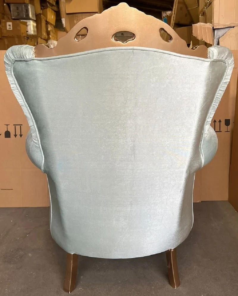 Casa Padrino Luxus Barock Sessel Türkis Muster / Gold - Prunkvoller Wohnzimmer Sessel mit Glitzersteinen - Luxus Wohnzimmer Möbel im Barockstil - Barock Möbel - Edel & Prunkvoll