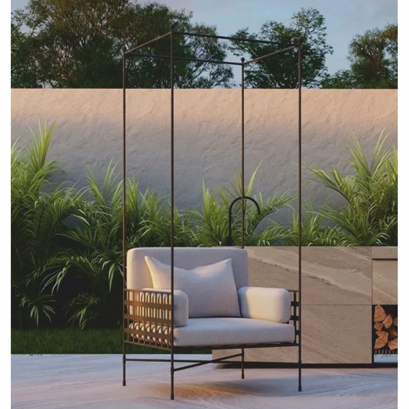 Casa Padrino Luxus Schmiedeeisen Sessel Braun / Grau H. 200 cm - Hotel & Garten Sessel