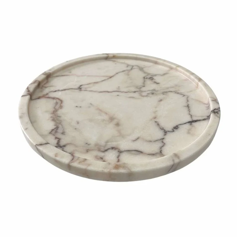 Casa Padrino Luxus Marmor Serviertablett Creme Ø 33,5 cm - Gastronomie Accessoires