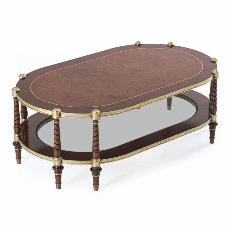 Casa Padrino Luxus Barock Couchtisch Dunkelbraun / Antik Gold 125 cm - Barock Möbel