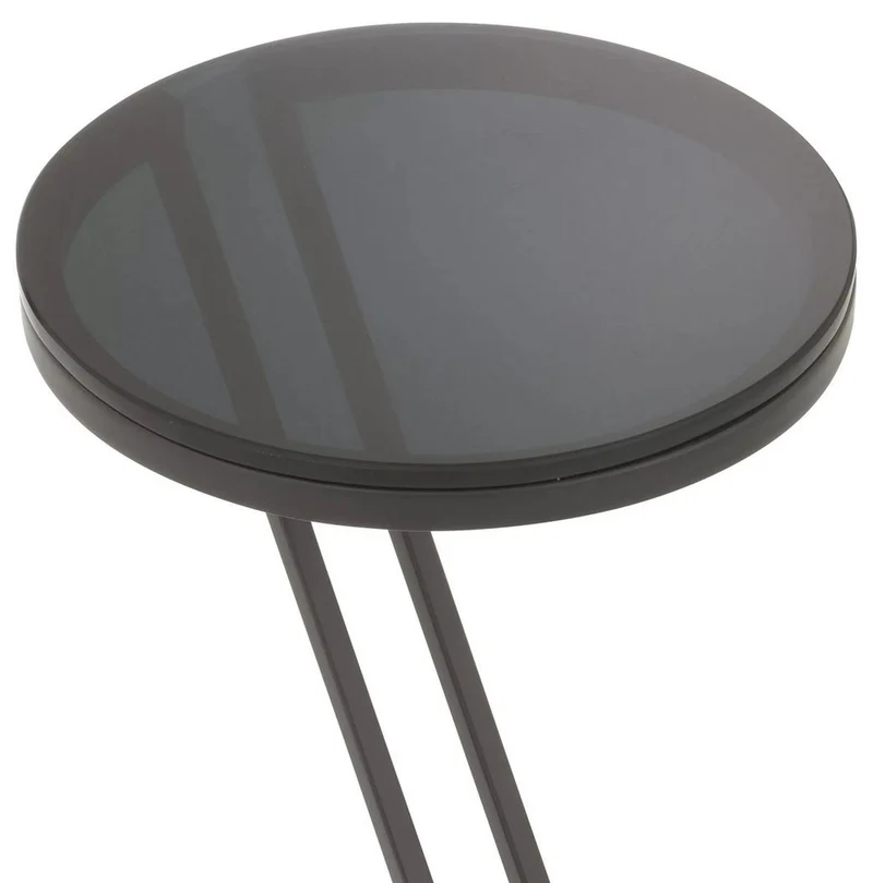 Casa Padrino Luxus Beistelltisch Rotguss / Grau Ø 36 x H. 60 cm - Edelstahl Tisch mit Glasplatte - Wohnzimmer Möbel - Luxus Möbel - Luxus Einrichtung - Luxus Interior