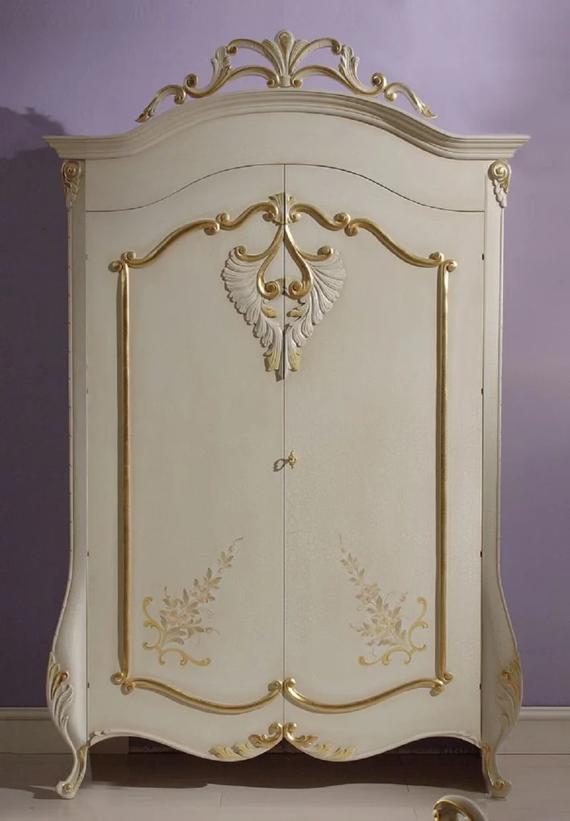 Casa Padrino Luxus Barock Schlafzimmerschrank Creme / Gold - Prunkvoller Barock Kleiderschrank - Luxus Schlafzimmer Möbel im Barockstil - Edel & Prunkvoll - Luxus Qualität - Made in Italy