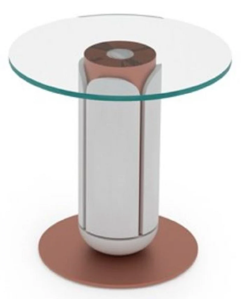 Casa Padrino Luxus Beistelltisch Weiß / Kupfer Ø 40 x H. 40 cm - Runder Tisch mit Glasplatte - Wohnzimmer Möbel - Hotel Möbel - Luxus Möbel