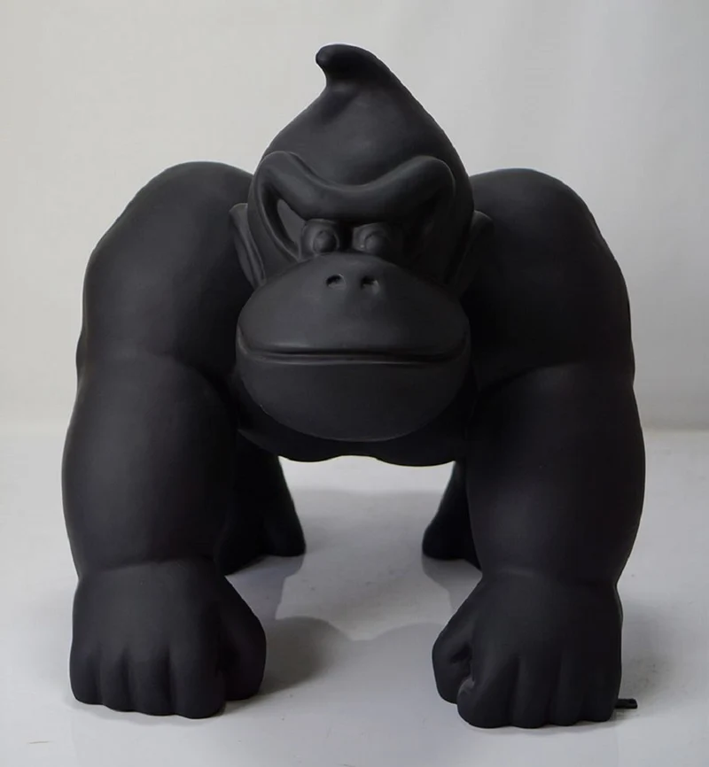 Casa Padrino XXL Deko Skulptur Gorilla Affe Matt Schwarz H. 104 cm - XXL Deko Figur