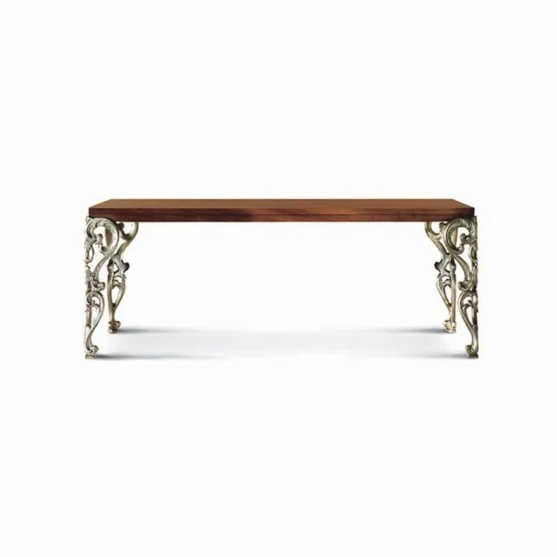 Casa Padrino Luxus Barock Esstisch Braun / Silber 203 cm - Made in Italy