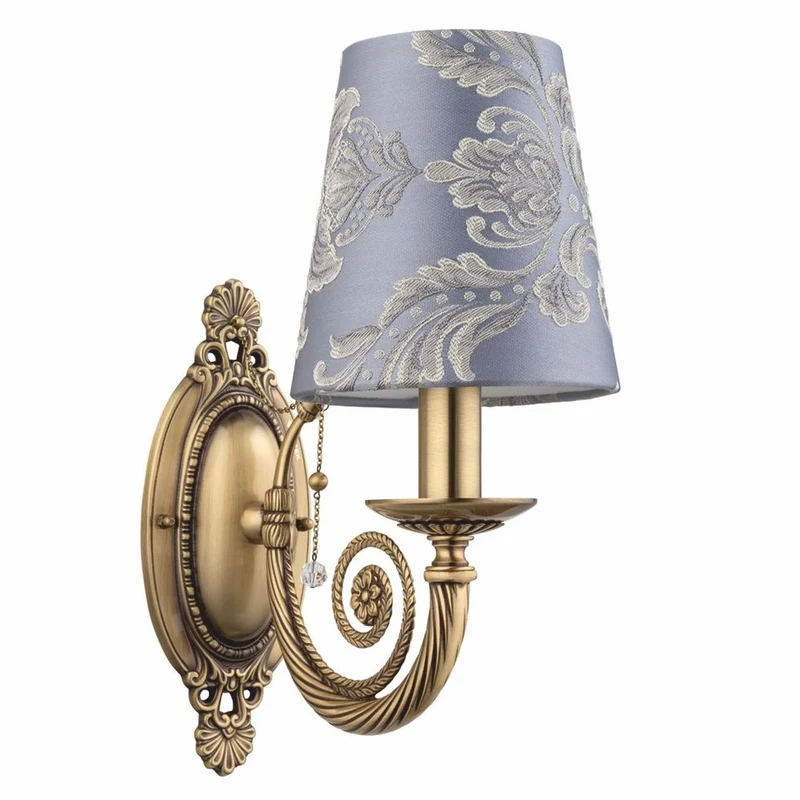 Casa Padrino Luxus Barock Wandleuchte Messing mit Patina / Lila / Grau H. 36,5 cm