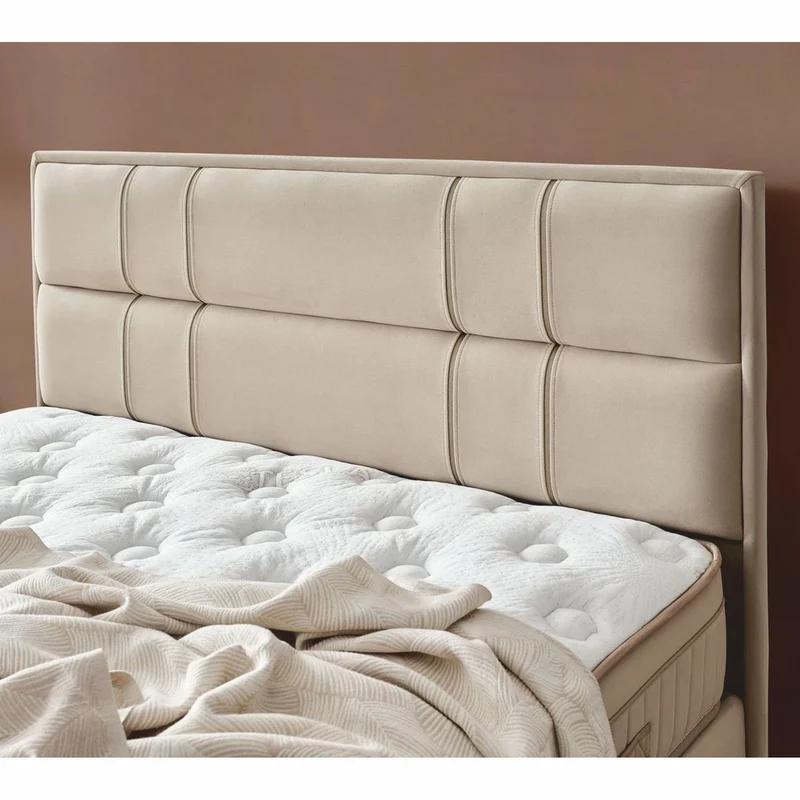 Casa Padrino Luxus Bett-Kopfteil Beige / Schwarz 200 cm - Hotel & Schlafzimmer Möbel