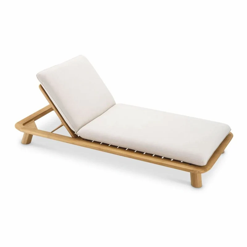Casa Padrino Luxus Teakholz Gartenliege Naturfarben / Sandfarben - Luxus Poolliege