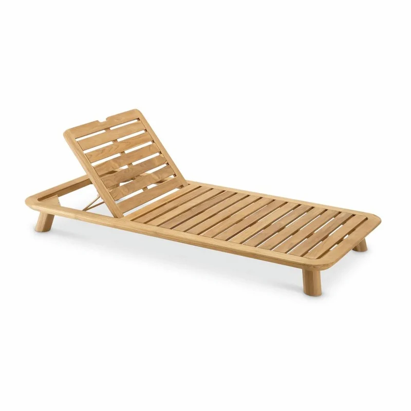 Casa Padrino Luxus Teakholz Gartenliege Naturfarben / Sandfarben - Luxus Poolliege