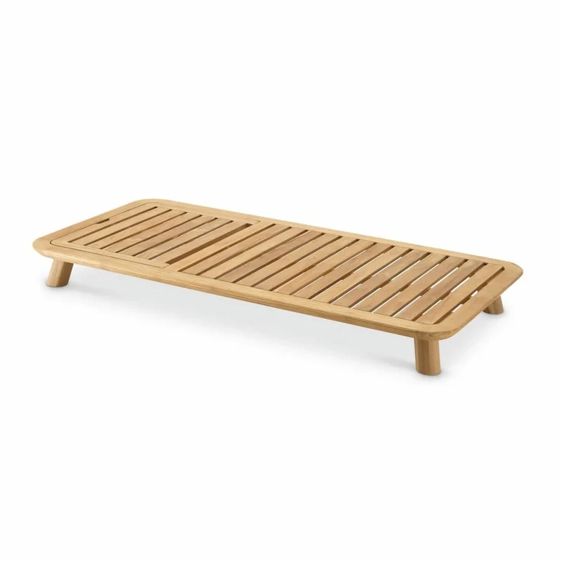 Casa Padrino Luxus Teakholz Gartenliege Naturfarben / Sandfarben - Luxus Poolliege