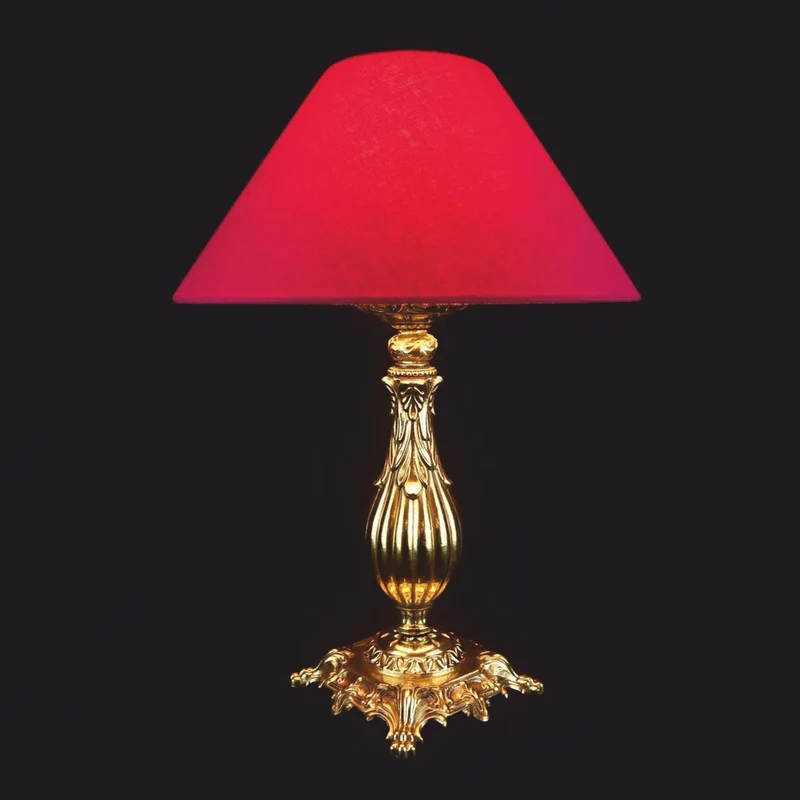 Casa Padrino Luxus Barock Tischleuchte Gold / Rot Ø 34 x H. 45 cm - Barock Leuchten