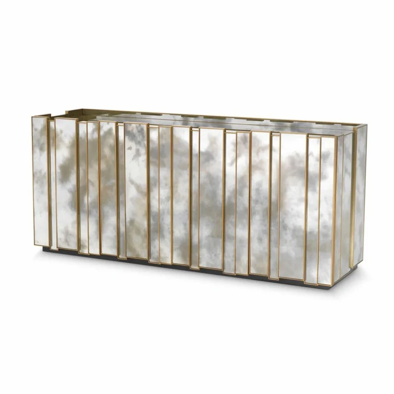 Casa Padrino Luxus Sideboard mit antikem Spiegelglas 200 cm - Verspiegelte Möbel