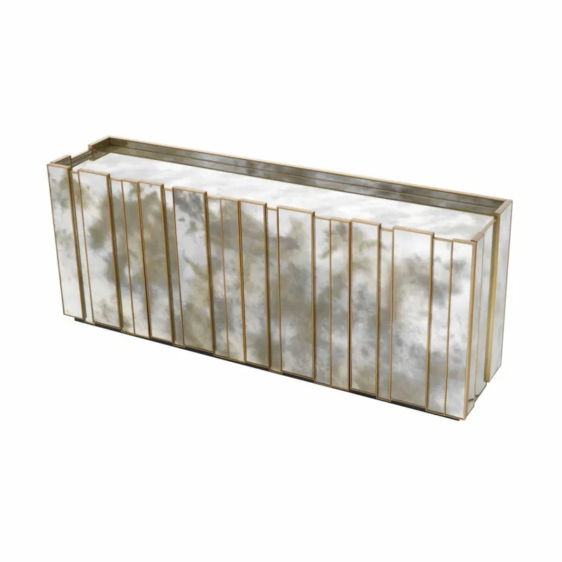 Casa Padrino Luxus Sideboard mit antikem Spiegelglas 200 cm - Verspiegelte Möbel
