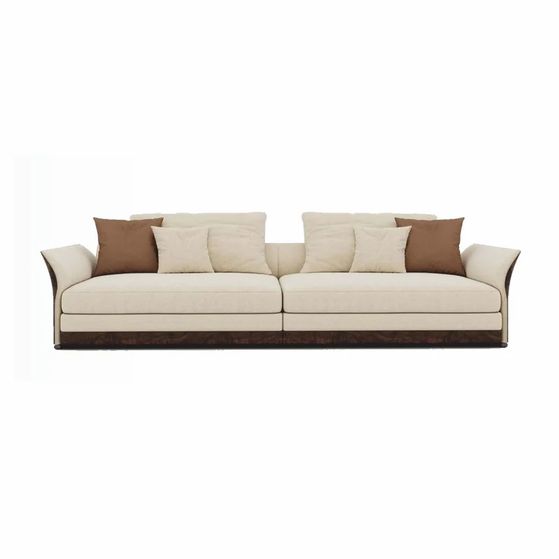 Casa Padrino Luxus Sofa Creme / Dunkelbraun 215 cm - Wohnzimmer & Hotel Möbel