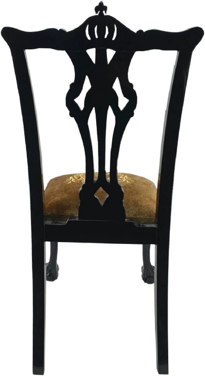 Pompöös by Casa Padrino Barock Luxus Esszimmer Set Krone Gold / Schwarz - Pompööser Barock Esstisch mit Glasplatte und 8 Stühlen designed by Harald Glööckler - Esszimmer Möbel im Barockstil