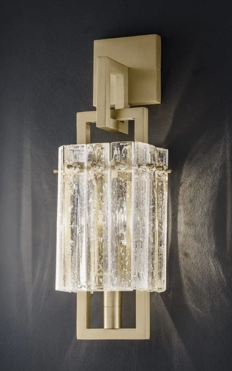 Casa Padrino Luxus Wandleuchte Messing 15,5 x 13 x H. 45 cm - Metall Wandlampe mit Glas Lampenschirm - Luxus Wandleuchten - Luxus Qualität - Made in Italy