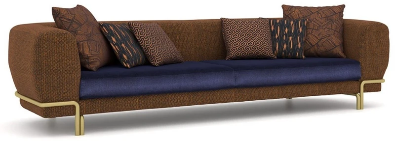 Casa Padrino Luxus Sofa Braun / Lila / Messing 300 x 100 x H. 75 cm - Wohnzimmer Sofa - Hotel Sofa - Wohnzimmer Möbel - Hotel Möbel - Luxus Möbel - Luxus Einrichtung