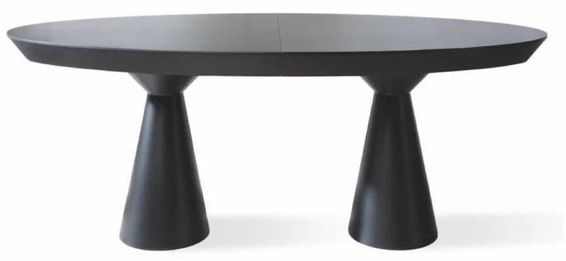 Casa Padrino Luxus Art Deco Esstisch Matt Schwarz 200-250 x 120 x H. 78 cm - Ausziehbarer Massivholz Küchentisch mit ovaler Tischplatte - Esszimmer Möbel - Art Deco Möbel - Luxus Möbel