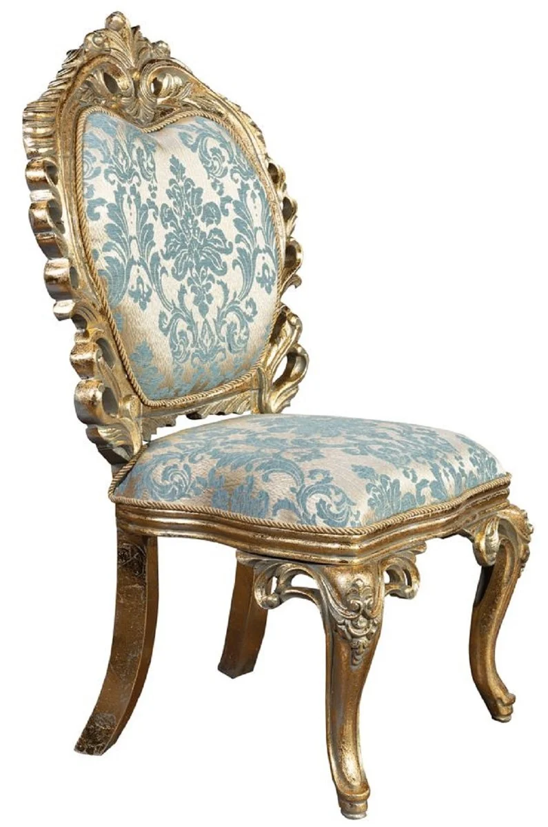 Casa Padrino Luxus Barock Esszimmer Stuhl 6er Set Türkis / Gold - Prunkvolle Barockstil Küchen Stühle - Luxus Esszimmer Möbel im Barockstil - Barock Esszimmer Möbel - Barockstil Möbel