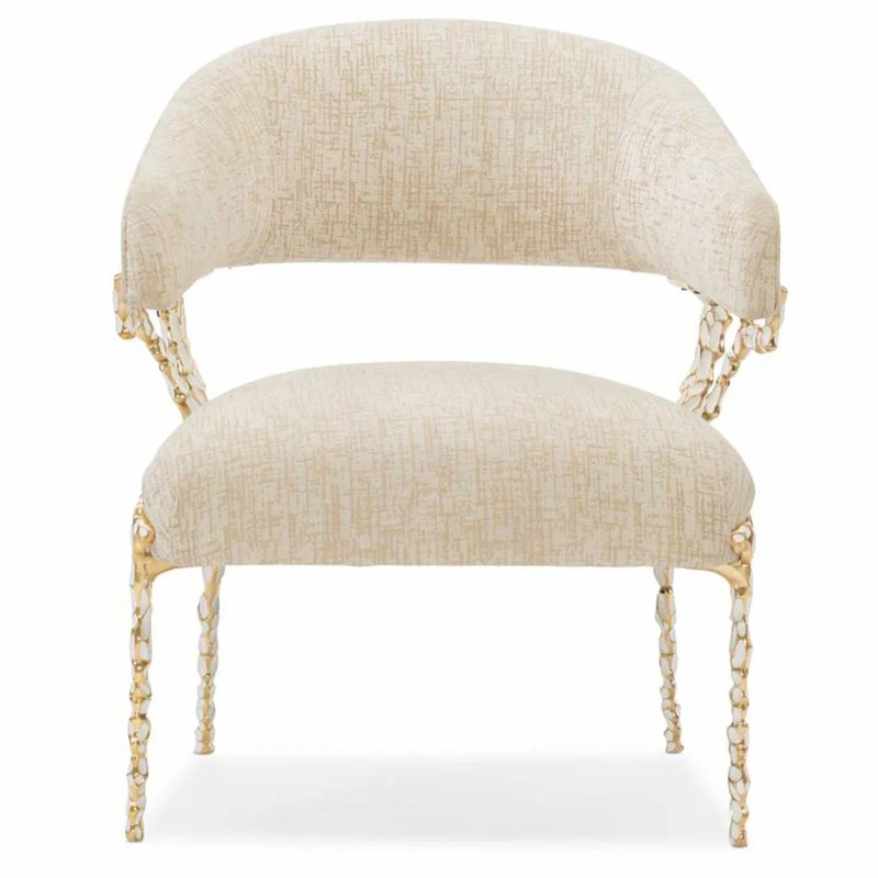 Casa Padrino Luxus Sessel Weiß / Gold H. 83 cm - Wohnzimmer & Hotel Möbel