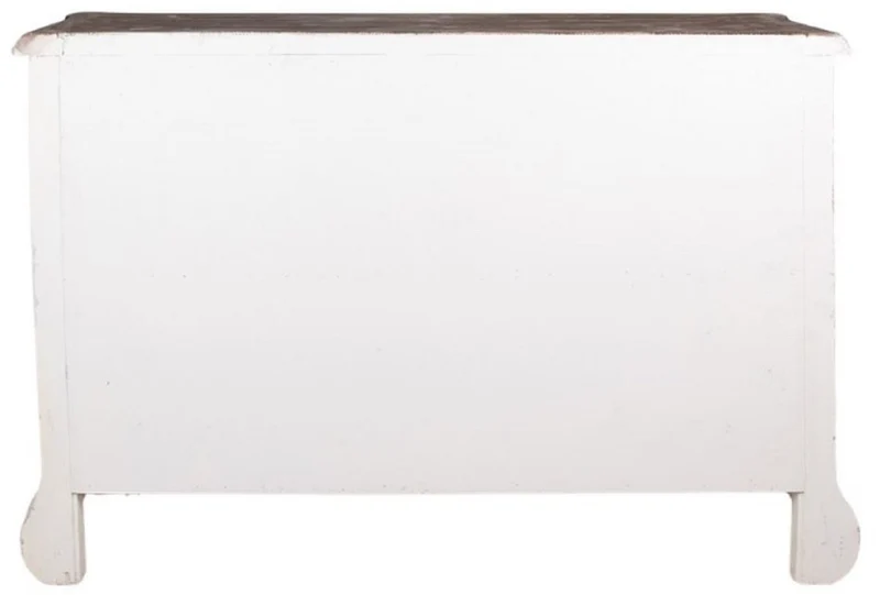 Casa Padrino Landhausstil Shabby Chic Sideboard mit 3 Türen Grau / Beige / Gold / Braun 132 x 42 x H. 92 cm - Landhausstil Möbel - Shabby Chic Möbel - Landhausstil Einrichtung