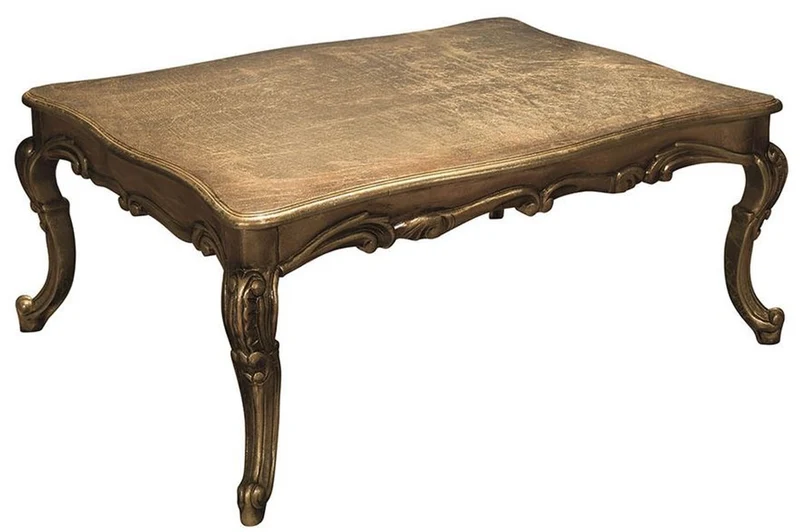Casa Padrino Luxus Barock Couchtisch Antik Gold 100 x 90 x H. 45 cm - Antik Stil Wohnzimmertisch - Barockstil Möbel