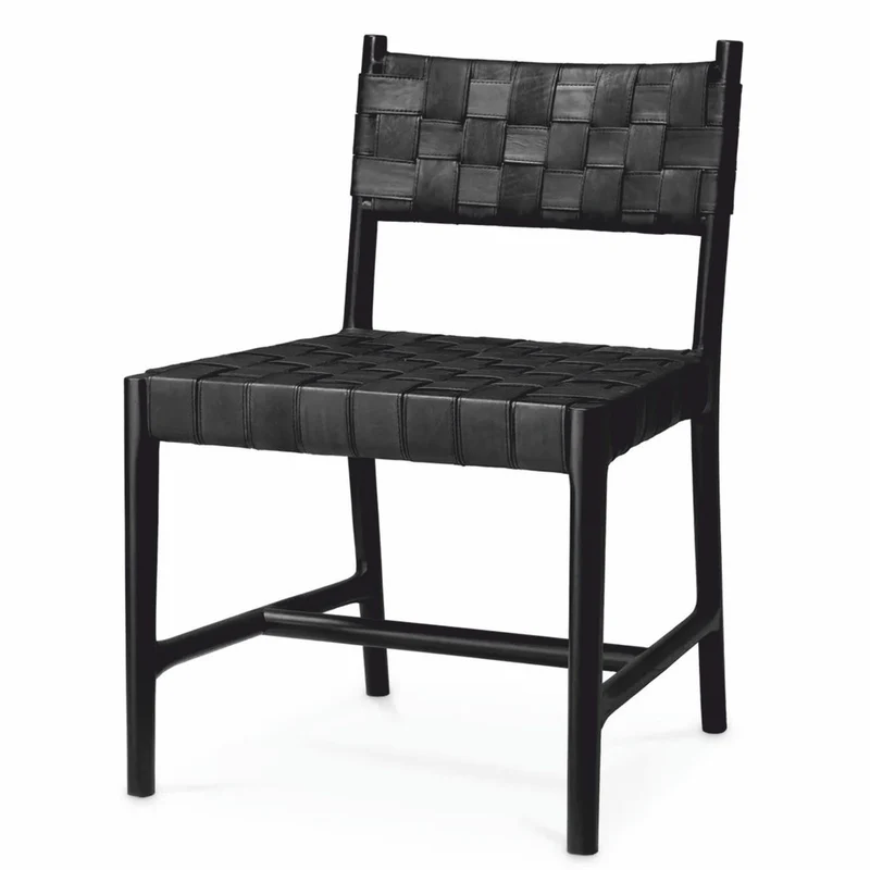 Casa Padrino Luxus Leder Esszimmer Stuhl Schwarz H. 85 cm - Esszimmer Möbel